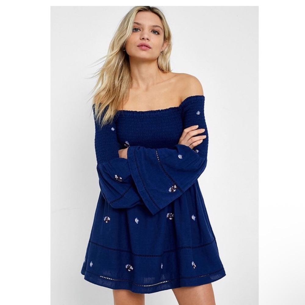 Free people off shoulder floral mini dress medium